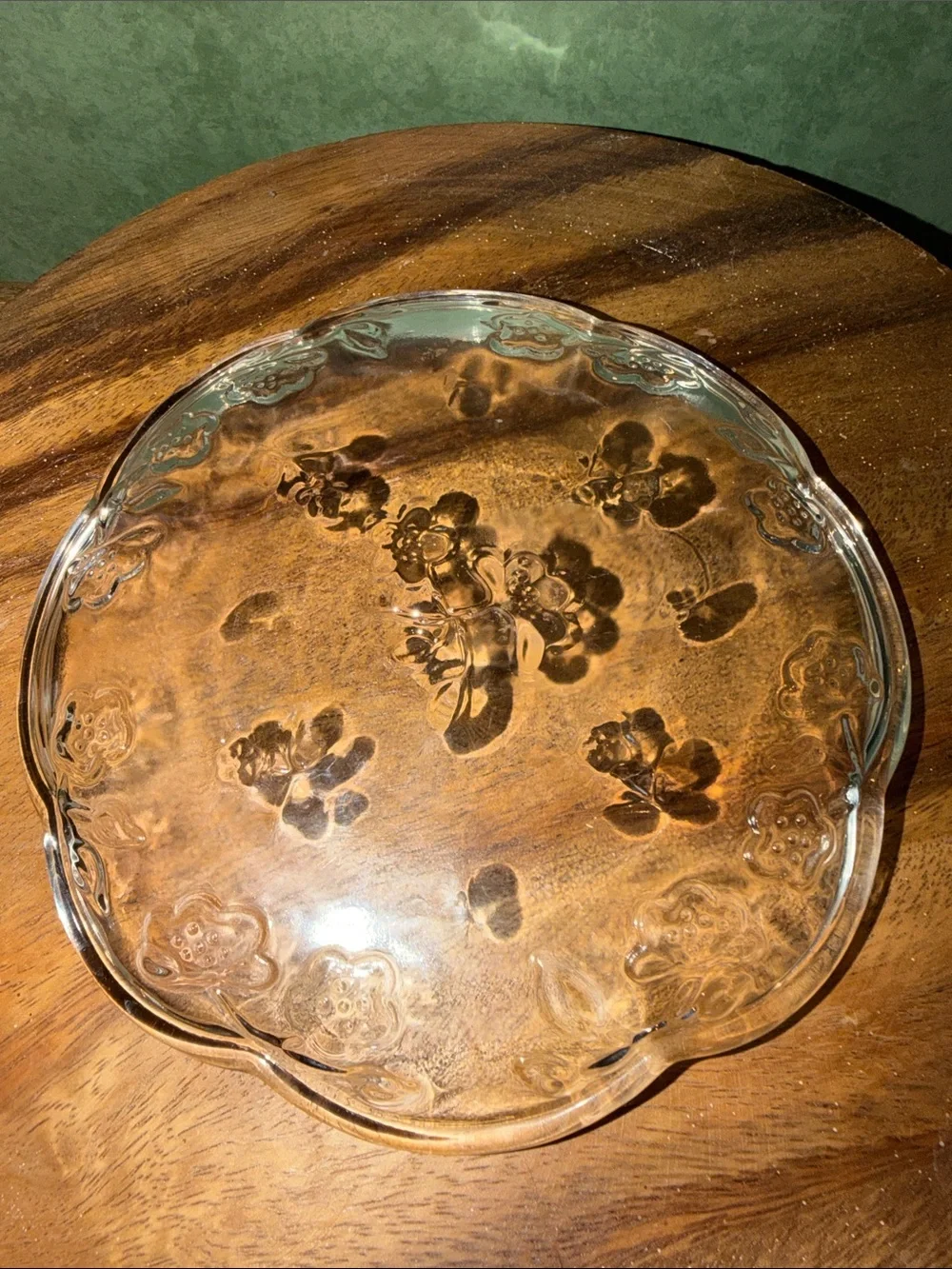 Anchor Hocking Clear Floral Scalloped Glass Serving Plate